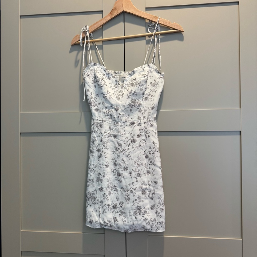 Wilfred White and Gray Spaghetti Strap Mini Dress